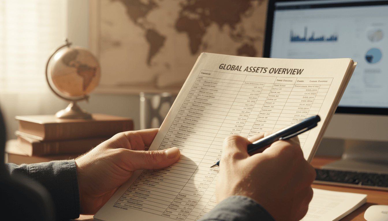 Close-up of hands reviewing financial documents