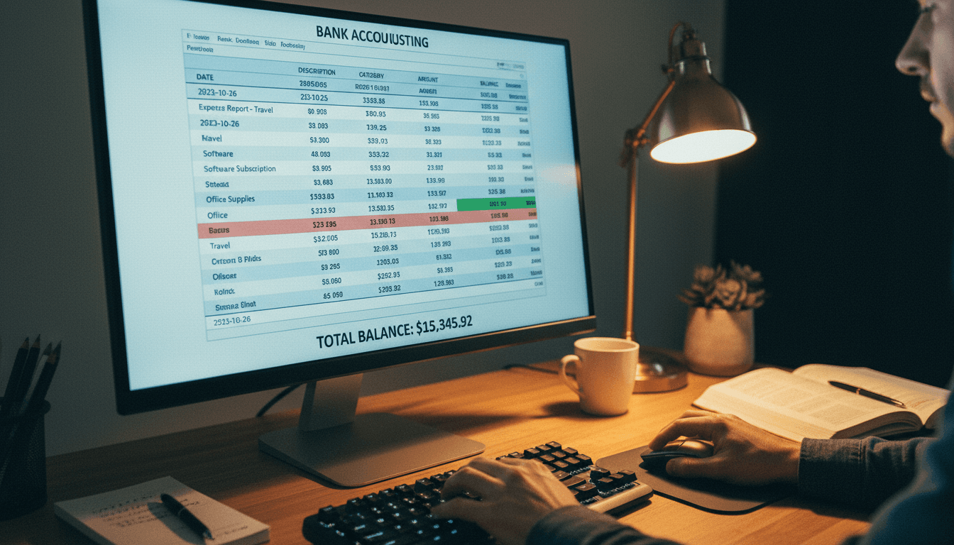 Bank reconciliation software on computer